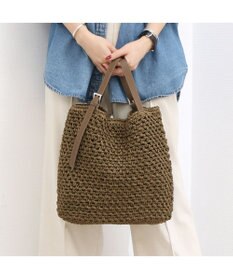 UNBILLION カシュカシュ cachecache / ベルトハンドル地柄編みトート カゴバッグ