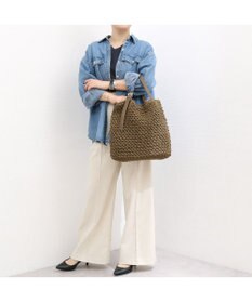 UNBILLION カシュカシュ cachecache / ベルトハンドル地柄編みトート カゴバッグ