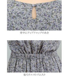Tiaclasse L 【洗える】程良い透け感のシフォン花柄フレンチワンピース