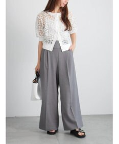 Te chichi エンブロイダリー半袖クルーカーディガン