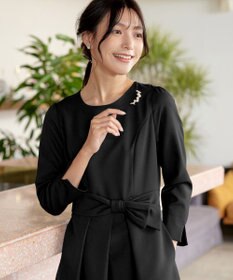 Tiaclasse 【セレモニー・新色追加・洗える】アシメリボンベルトフレアワンピース