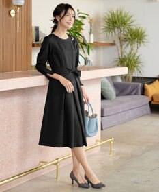 Tiaclasse 【セレモニー・新色追加・洗える】アシメリボンベルトフレアワンピース