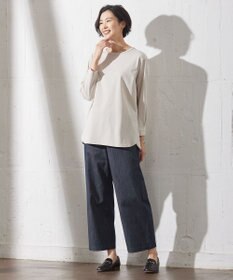 J.PRESS LADIES S 【洗える】セルロースシャンブレー ワイド パンツ
