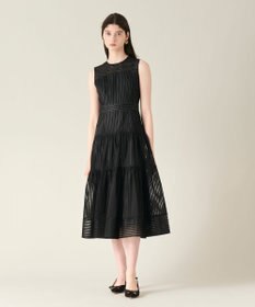 GRACE CONTINENTAL ストライプレースフレアドレス