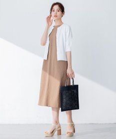 組曲 【5色展開・洗える】MINA半袖 カラーカーディガン