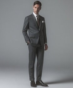 GOTAIRIKU 【形態安定】PREMIUMPLEATS_レギュラーカラー 通年ドレスシャツ（ボーダー）