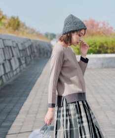 Tiaclasse 【洗える】 配色スリットニットトップス