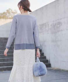 Tiaclasse 【洗える】 配色スリットニットトップス
