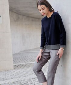 Tiaclasse 【洗える】 配色スリットニットトップス