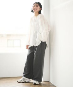 #Newans シアーチェックボリュームブラウス