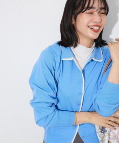 Green Parks ここちニット衿付き配色プルオーバー