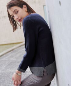 Tiaclasse 【洗える】 配色スリットニットトップス