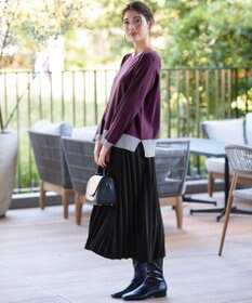 Tiaclasse 【洗える】 配色スリットニットトップス