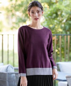 Tiaclasse 【洗える】 配色スリットニットトップス