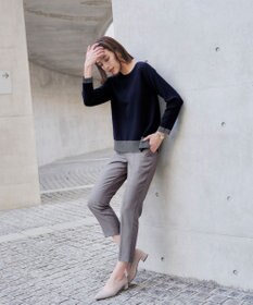 Tiaclasse 【洗える】 配色スリットニットトップス