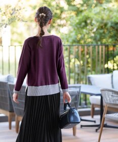 Tiaclasse 【洗える】 配色スリットニットトップス