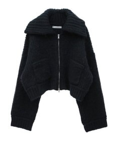 Green Parks フロントジップビックカラーニットブルゾン