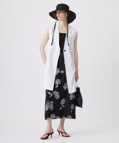 ICB L 【洗える】リネンオックスフラワープリント スカート