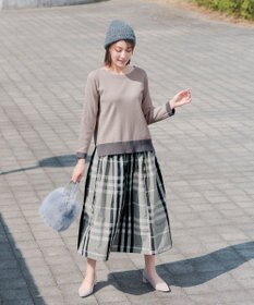 Tiaclasse 【洗える】 配色スリットニットトップス