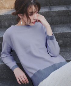 Tiaclasse 【洗える】 配色スリットニットトップス