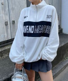 WEGO グラフィックハーフジップビッグスウェット