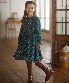 組曲 KIDS 【150-160cm】パリジェンヌドット ワンピース