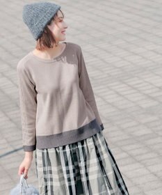 Tiaclasse 【洗える】 配色スリットニットトップス