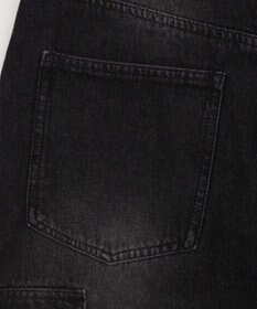 WEGO 【SMLサイズ展開/ウエスト紐】イージー3Dバレルレッグデニムカーゴパンツ