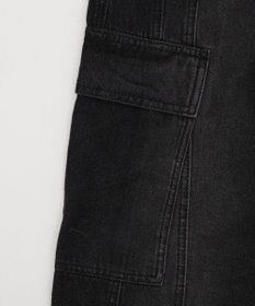 WEGO 【SMLサイズ展開/ウエスト紐】イージー3Dバレルレッグデニムカーゴパンツ