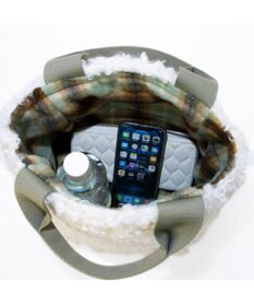 UNBILLION カシュカシュ cachecache / フェイクファー×チェック柄リバーシブルトート