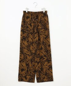 自由区 L 【カタログ掲載・ウエストゴム・洗える】モノトーンフラワープリントワイド パンツ
