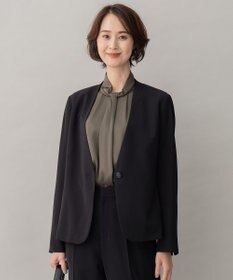 自由区 【XSサイズ～/洗える】ダブルフェイススーティング ノーカラージャケット