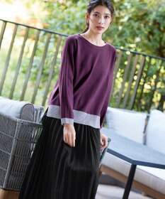 Tiaclasse 【洗える】 配色スリットニットトップス