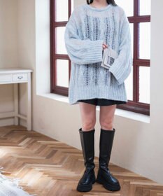 WEGO ケーブルメッシュメランジニット