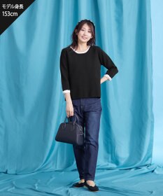 Tiaclasse 【洗える】リボン袖配色ニットトップス