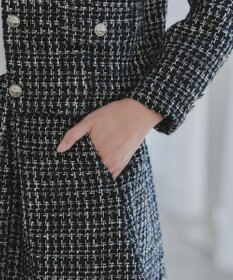 Tiaclasse 【洗える】ツイードタックフレアスカート