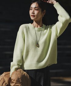 23区 【洗える】ウールカシミヤ パフスリーブ ニット スモーキーグリーン系