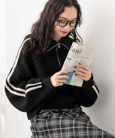 WEGO 2ラインハーフジップニットプルオーバー