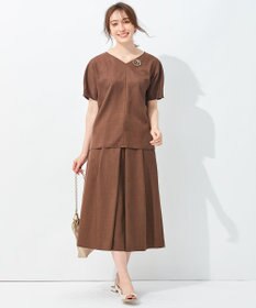 自由区 【接触冷感・速乾・UVカット・撥水・防シワ】リネンライクツイル プルオーバーブラウス