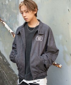 WEGO 【ユニセックス着用ITEM/MLサイズ展開】フェイクスウェードロゴスウィングトップ