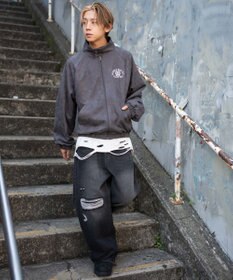 WEGO 【ユニセックス着用ITEM/MLサイズ展開】フェイクスウェードロゴスウィングトップ