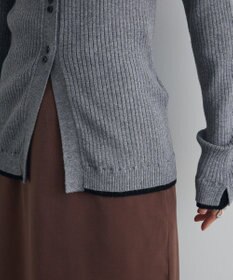 Green Parks 配色レイヤードポロリブニットカーディガン