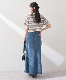 earth music&ecology キラキラボタン透かしニットポロ