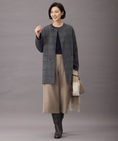 J.PRESS LADIES L 【リバーシブル】ウールナイロン リバー チェック ミドル コート