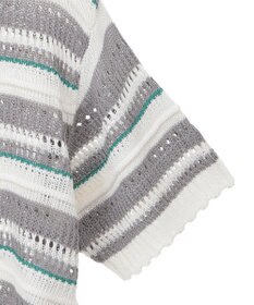 earth music&ecology キラキラボタン透かしニットポロ