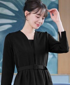 Tiaclasse 【ダブルクロス・洗える】 ナローVネックワンピース