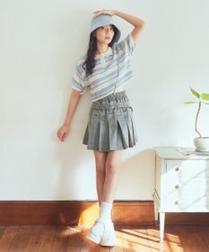 earth music&ecology キラキラボタン透かしニットポロ