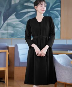 Tiaclasse 【ダブルクロス・洗える】 ナローVネックワンピース