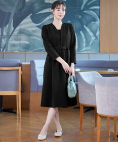 Tiaclasse 【ダブルクロス・洗える】 ナローVネックワンピース