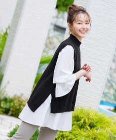 Tiaclasse L 【洗える】着回し自在のニットベスト＆フレア袖チュニックセット